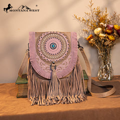 MW1291-8360 Montana West Concho Fringe Collection Saddle Bag/Crossbody