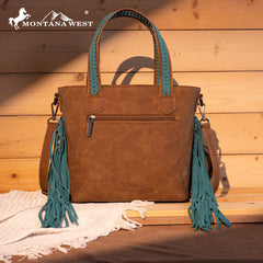 MW1295G-8313W  Montana West Tooled Aztec Tote/Crossbody with Wallet Set - Turquoise