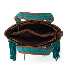 MW1295G-8313W  Montana West Tooled Aztec Tote/Crossbody with Wallet Set - Turquoise