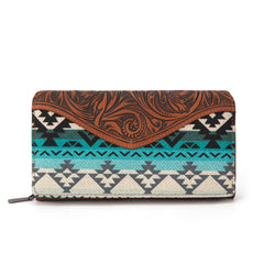 MW1295G-8313W  Montana West Tooled Aztec Tote/Crossbody with Wallet Set - Turquoise