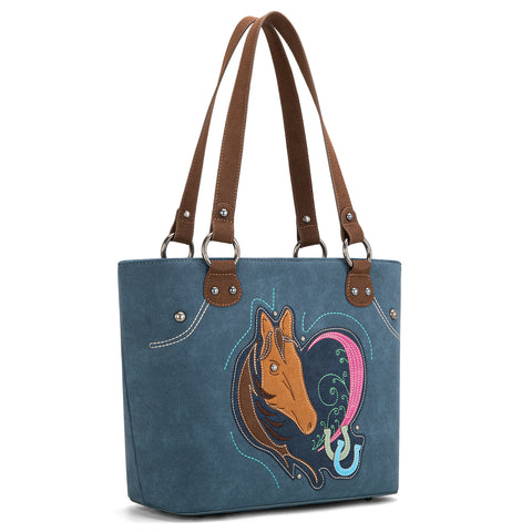 MW1297G-8317 Montana West Embroidered Collection Concealed Carry Tote -Jean