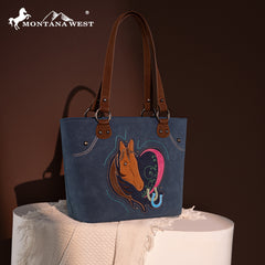 MW1297G-8317 Montana West Embroidered Collection Concealed Carry Tote -Jean