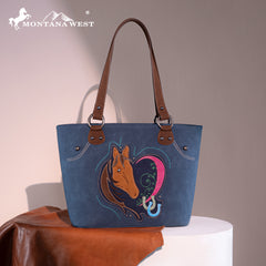 MW1297G-8317 Montana West Embroidered Collection Concealed Carry Tote -Jean