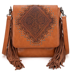 MW1299G-9360 Montana West Tooled Fringe Collection Concealed Carry Crossbody