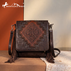 MW1299G-9360 Montana West Tooled Fringe Collection Concealed Carry Crossbody