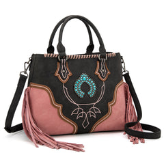 MW1302-8322 Montana West Concho Fringe Tote/Crossbody