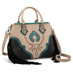 MW1302-8322 Montana West Concho Fringe Tote/Crossbody