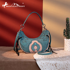 MW1302-919  Montana West Concho Collection Crescent Crossbody Bag