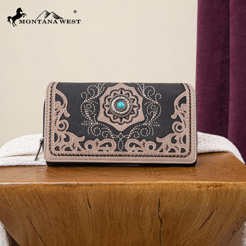 MW1307-W010 Montana West Embroidered Concho Collection Wallet