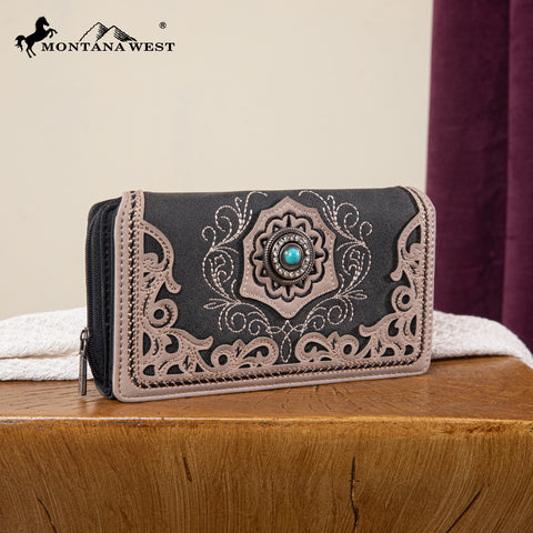 MW1307-W010 Montana West Embroidered Concho Collection Wallet