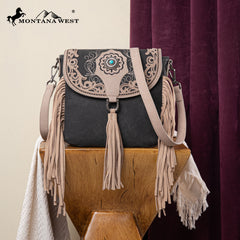 MW1307-8360 Montana West Concho Embroidered Concho Collection Saddle Bag/Crossbody