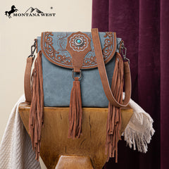 MW1307-8360 Montana West Concho Embroidered Concho Collection Saddle Bag/Crossbody