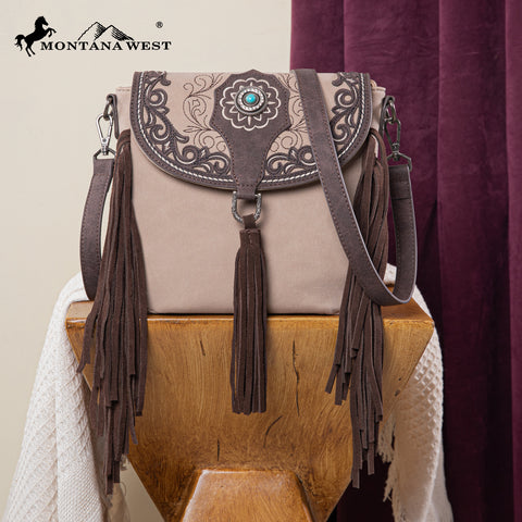 MW1307-8360 Montana West Concho Embroidered Concho Collection Saddle Bag/Crossbody