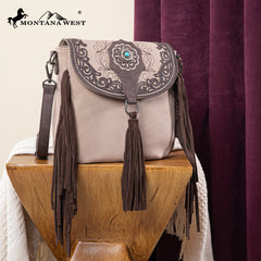 MW1307-8360 Montana West Concho Embroidered Concho Collection Saddle Bag/Crossbody