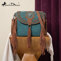 MW1307-8360 Montana West Concho Embroidered Concho Collection Saddle Bag/Crossbody