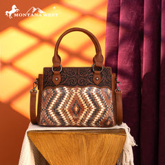 MW1308-8360  Montana West Tooled Aztec Collection Tote/Crossbody