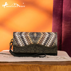 MW1308-W002 Montana West Tooled Aztec Collection Wallet