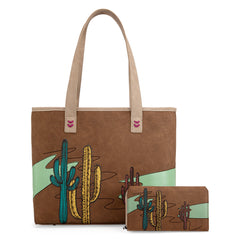 MW1309G-8317W  Montana West Embroidered Tote with Wallet Set