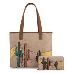 MW1309G-8317W  Montana West Embroidered Tote with Wallet Set