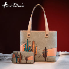 MW1309G-8317W  Montana West Embroidered Tote with Wallet Set