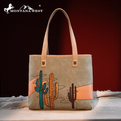 MW1309G-8317W  Montana West Embroidered Tote with Wallet Set