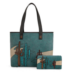 MW1309G-8317W  Montana West Embroidered Tote with Wallet Set