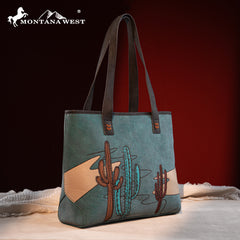 MW1309G-8317W  Montana West Embroidered Tote with Wallet Set