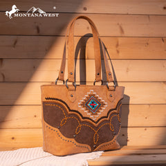 MW1310G-8317W  Montana West Embroidered Aztec Collection Concealed Carry Tote-Set