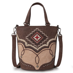 MW1310-8369  Montana West Embroidered Azte Collection Bucket Tote/Crossbody