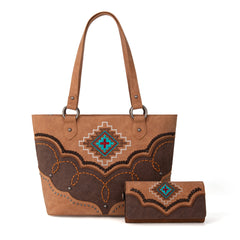 MW1310G-8317W  Montana West Embroidered Aztec Collection Concealed Carry Tote-Set