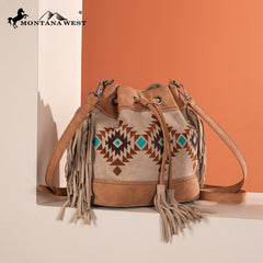 MW1312-8311  Montana West Embroidered Collection Drawstring Shoulder Bag/Crossbody