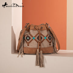 MW1312-8311  Montana West Embroidered Collection Drawstring Shoulder Bag/Crossbody