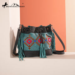 MW1312-8311  Montana West Embroidered Collection Drawstring Shoulder Bag/Crossbody