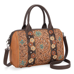 MW1313-9800 Montana West Embroidered Barrel Satchel Bag/Crossbody