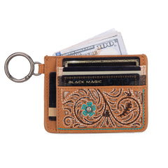 MW1313-W014  Montana West Embroidered Floral Mini Zip Card Case