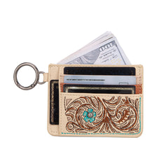 MW1313-W014  Montana West Embroidered Floral Mini Zip Card Case