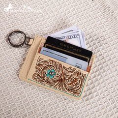 MW1313-W014  Montana West Embroidered Floral Mini Zip Card Case