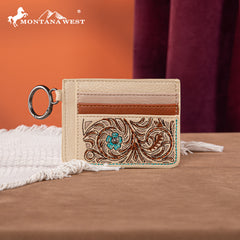 MW1313-W014  Montana West Embroidered Floral Mini Zip Card Case