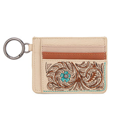 MW1313-W014  Montana West Embroidered Floral Mini Zip Card Case