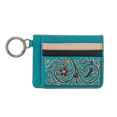 MW1313-W014  Montana West Embroidered Floral Mini Zip Card Case