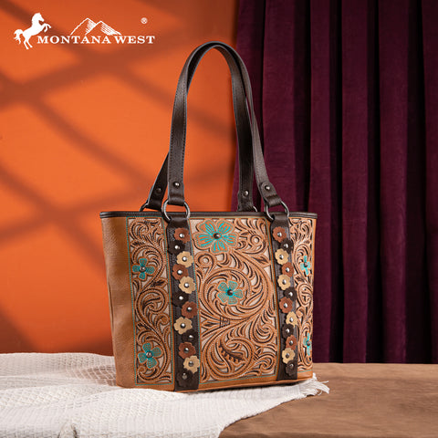 MW1313G-8317 Montana West Embroidered Concealed Carry Tote