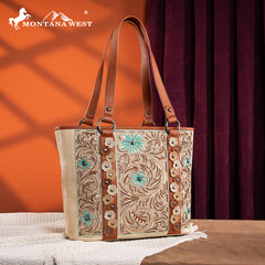 MW1313G-8317 Montana West Embroidered Concealed Carry Tote