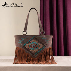 MW1315G-8317  Montana West Embroidered Collection Tote - Coffee