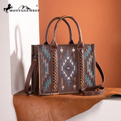 MW1317G-8899   Montana West Embroidered Aztec Tote/Crossbody