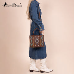 MW1317G-8899   Montana West Embroidered Aztec Tote/Crossbody