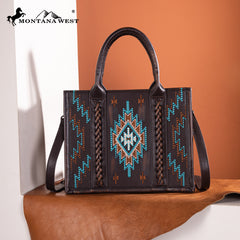 MW1317G-8899   Montana West Embroidered Aztec Tote/Crossbody