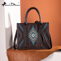 MW1317G-8899   Montana West Embroidered Aztec Tote/Crossbody