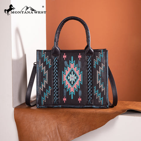 MW1317G-8899   Montana West Embroidered Aztec Tote/Crossbody