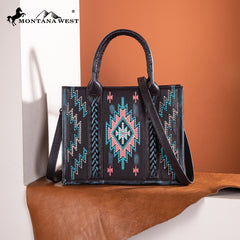 MW1317G-8899   Montana West Embroidered Aztec Tote/Crossbody