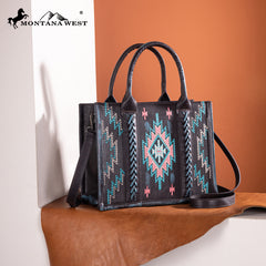 MW1317G-8899   Montana West Embroidered Aztec Tote/Crossbody